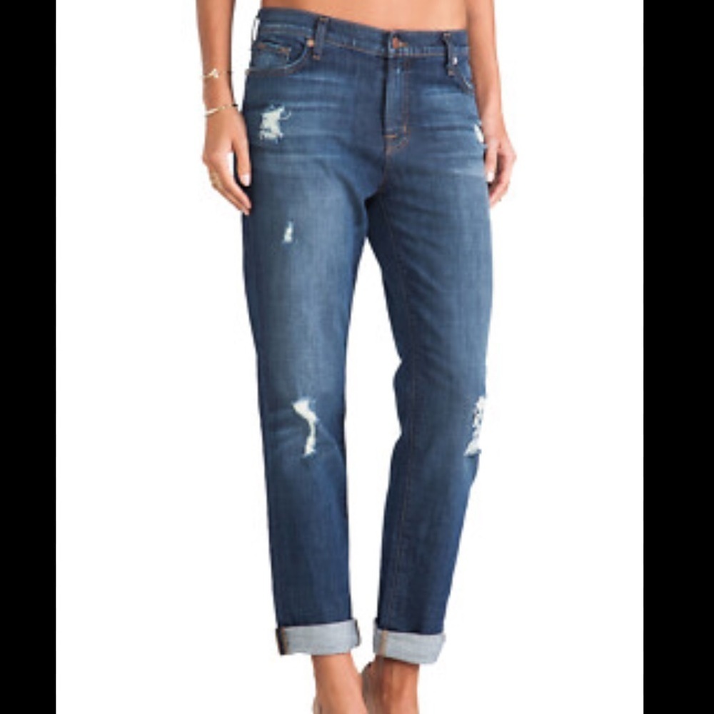 J Brand Aidan Boyfriend Ripped Jeans Ringer Blue Size 26